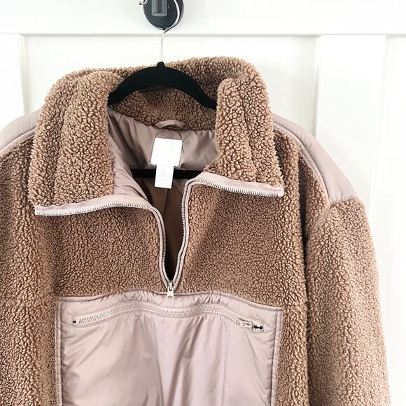 H&M Brown Boucle Quarter Zip Pullover Sweater Women's Size Large - Picture 3 of 7